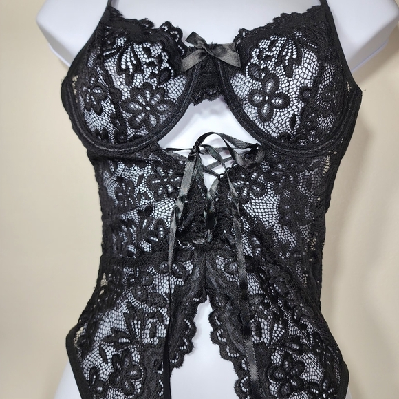 BNWOT Gorgeous black Underwired bodysuit top Lingerie size S teddy Babydoll - Picture 2 of 9